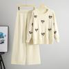 New Youthful and Caring Two-piece Set of Knitted Casual Wide-leg Pants for Elegant Women's Wear