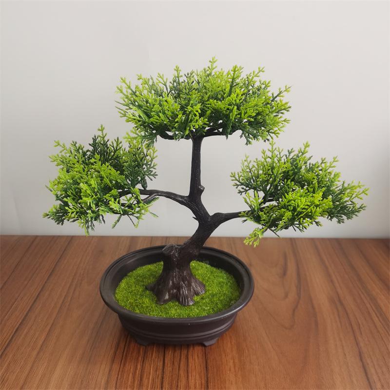 Indoor Welcoming Pine Bonsai: Artificial Potted Plant Decor for Home, Living Room, or Office