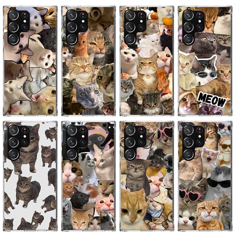 Crying Cat Memes Phone Case For Samsung Galaxy S26 S25 Edge S24 S23 Ultra S22 Plus S21 S20 FE Soft TPU Back Cover Funda Galaxy S