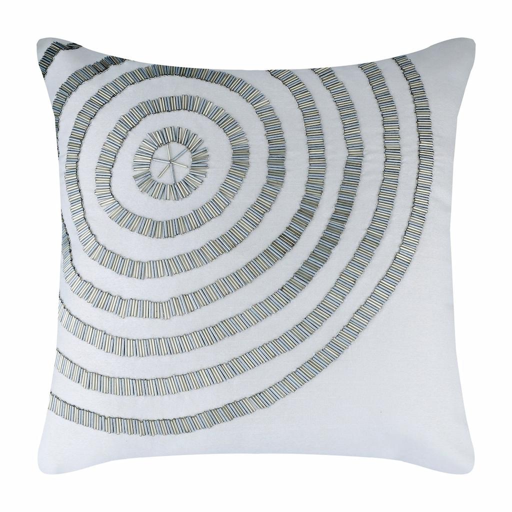 The HomeCentric Pillow Case Zip, White Pillow Cover Luxury White Pillow Shams, Spiral Pipe Beads , Pillow Sham, Square Silk - Staying Centered