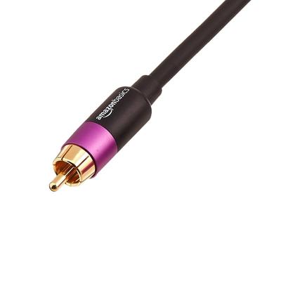 AmazonBasics – 1-teiliges Cinch-Audiokabel für Lautsprecher mit vergoldetem Stecker, schwarz, Subwoofer/Verstärker/Aktiv, 15,2 m