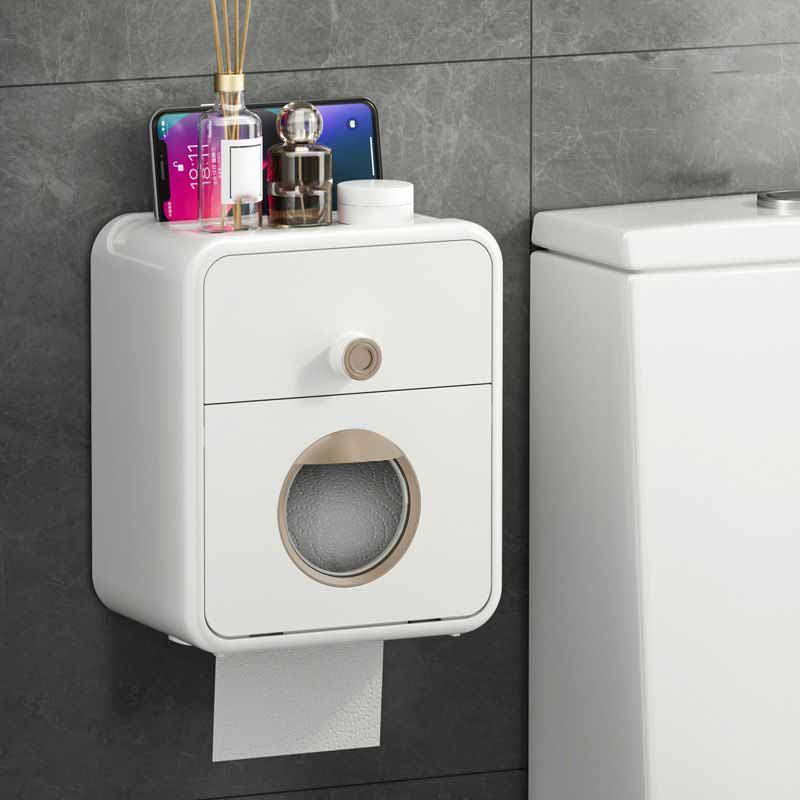 

Коробка для туалетной бумаги, настенное водонепроницаемое отверстие, свободное извлечение бумаги, унитаз для размещения полки для рулона туалетной бумаги белый