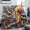 Octopus Print Flannel Blanket, High quality Comfortable for All Seasons, Home Decor, Warmth and Comfort, Perfect for Christmas Gifts