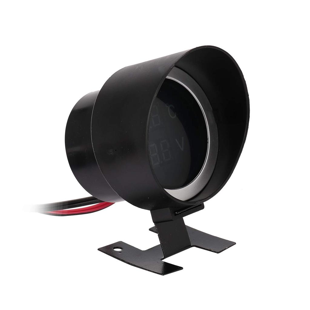 Carrfan Round LED Digital Track Temperature Sensor Moto+ Voltmeter 2 In 1 24V