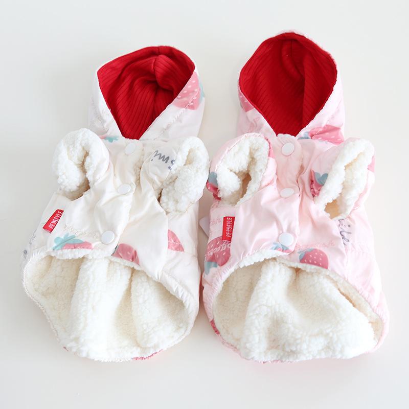 Pet Strawberry Pullable Cotton Skirt Autumn/Winter Dog Coat Teddy Cat Clothing Pet Clothing Designer Dogs Clothes Dog Jacket