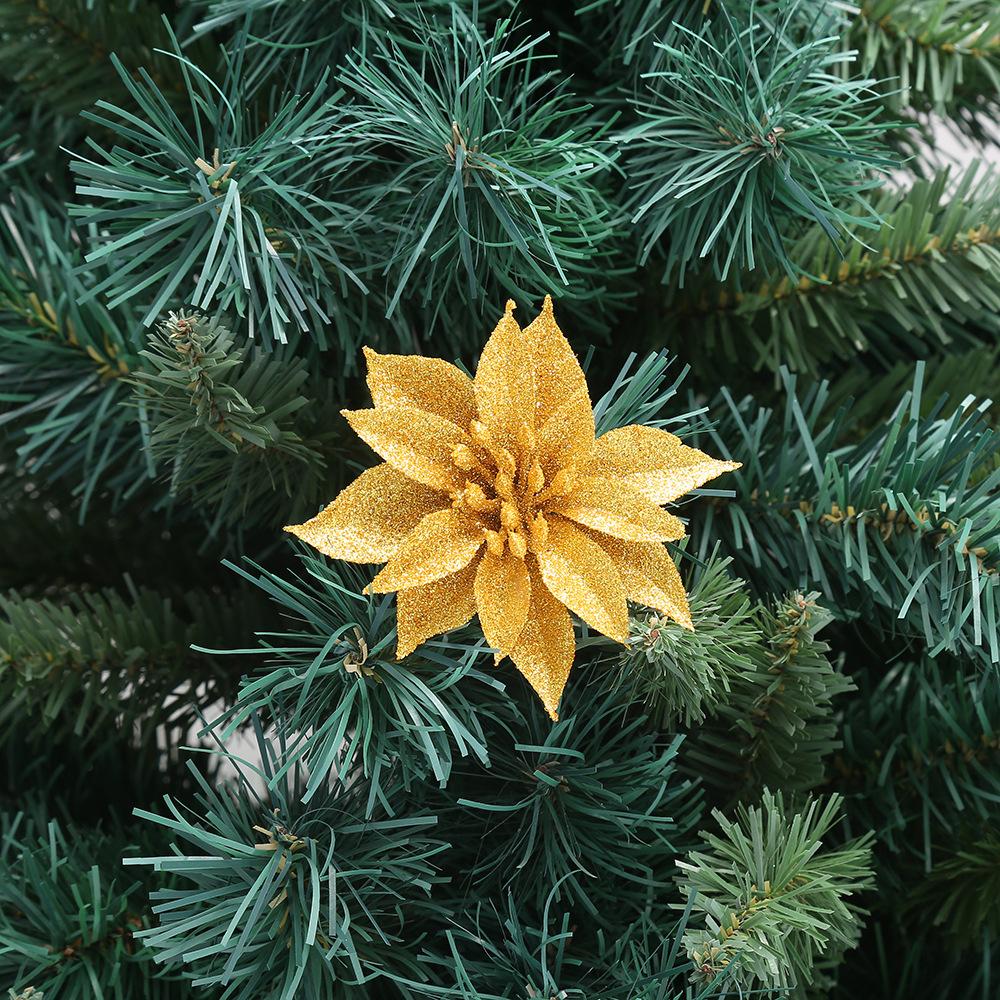 Exquisite Christmas Flowers, Solid Scallion Powder Gold, Silver and Red Flower, Christmas Tree Ornaments, Christmas Wreaths, Rattan, Christmas Decorat
