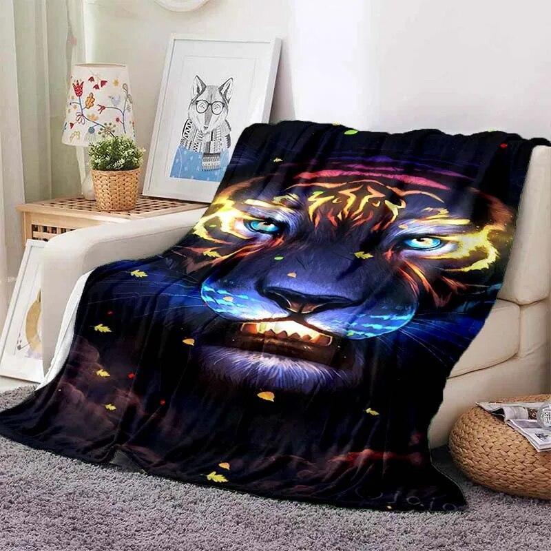 Beast Animal Tiger, Sabretooth Cartoon Soft Plush Blanket,Flannel Blanket Throw Blanket for Living Room Bedroom Bed Sofa Picnic