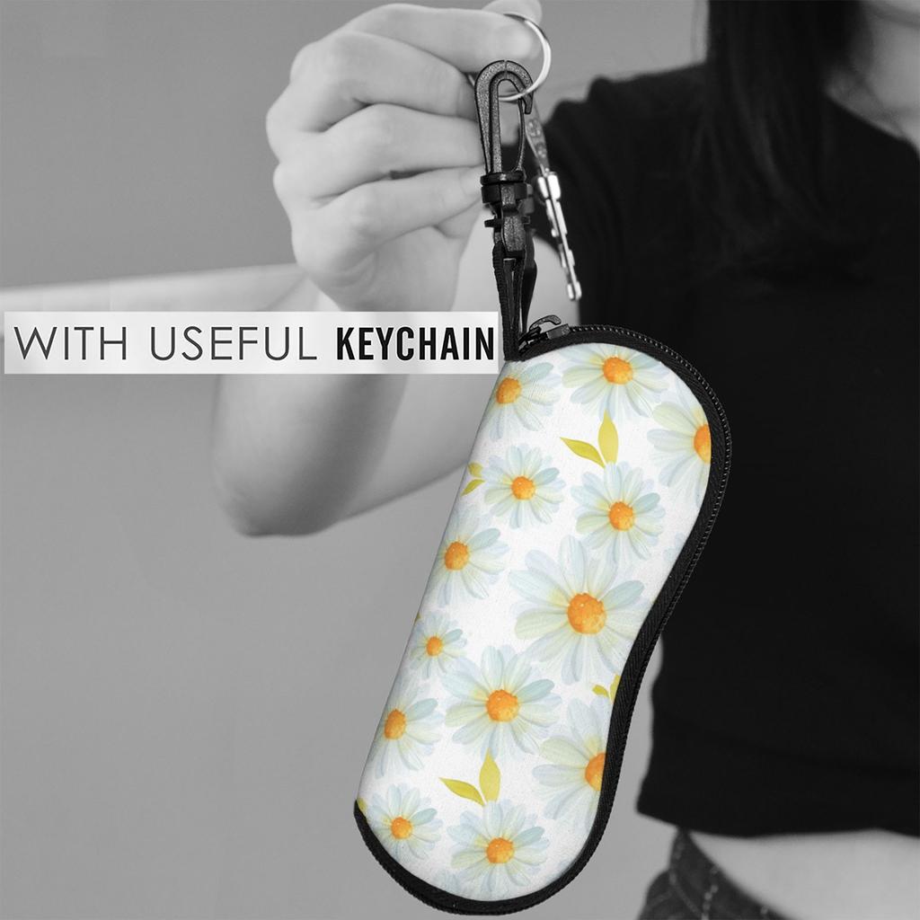 Cute Daisy Flower Glasses Case Printing Zipper Sunglasses Storage Box Anti-Pressure Glasses Box