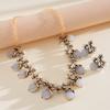 Diamond-encrusted imitation pearl resin necklace, light luxury medieval design collarbone chain necklace