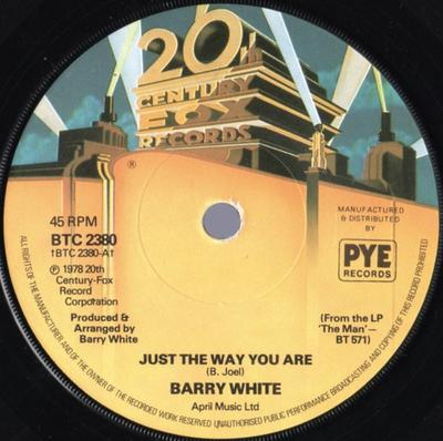 7inch Record BARRY WHITE - Just The Way You Are BTC2380 20th Century Fo 1978 UK Soul/Funk Used