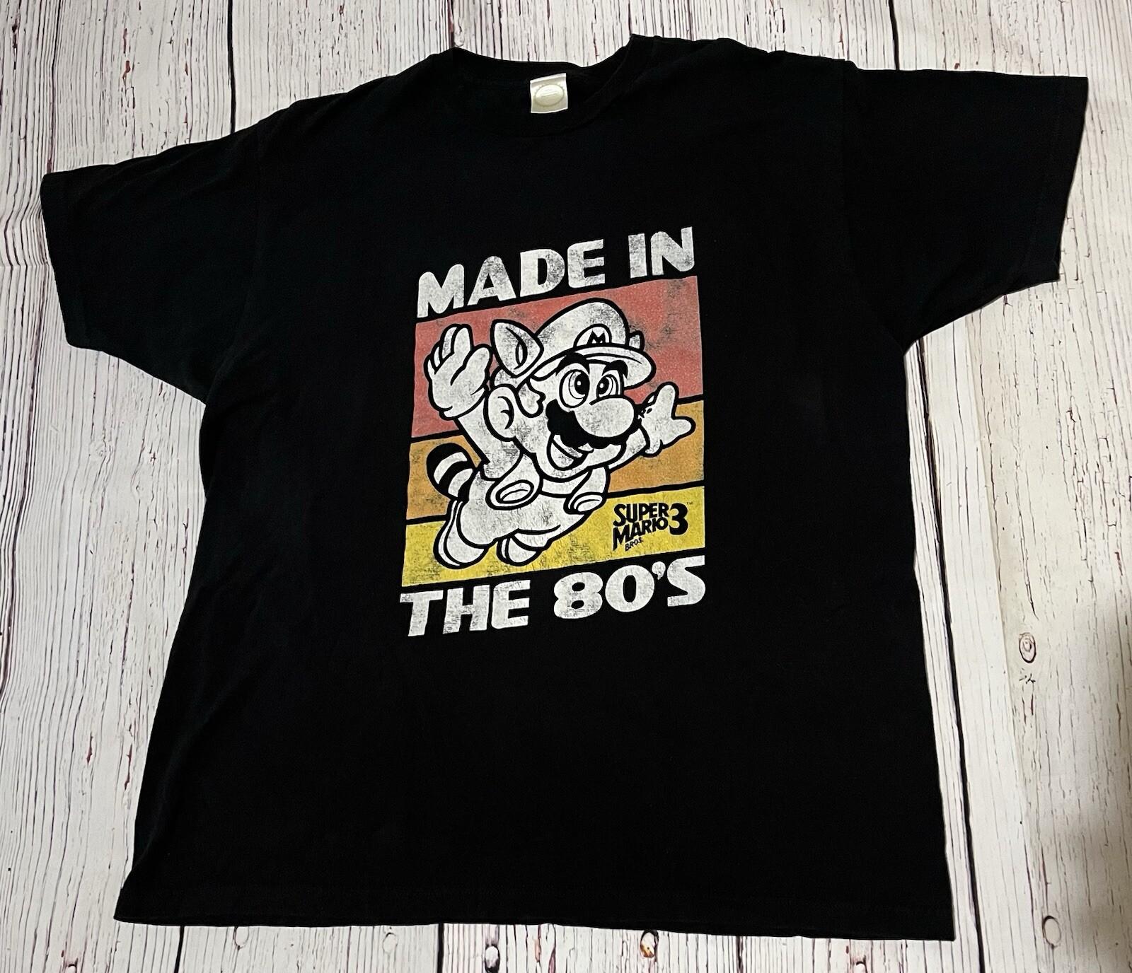 Mens Nintendo Raccoon Super Mario Bros 3 Made in the 80s T-Shirt XL Black 2019 XXXXL