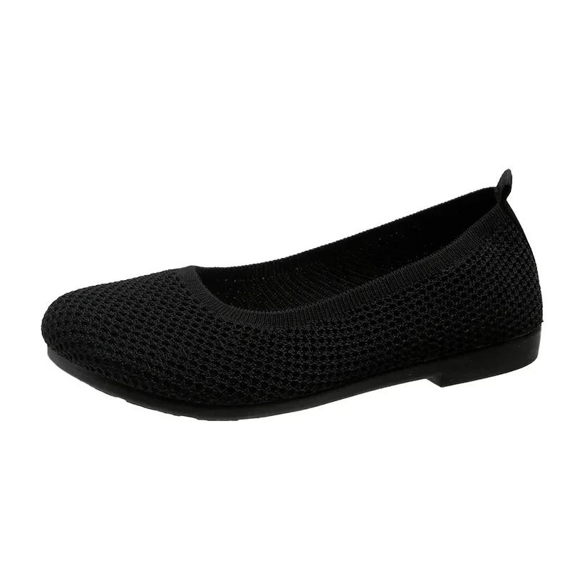 Women Flat Slip On Loafers Round Toe Single Shoes Fashion Knitted Breathable Walking Shoes Female Casual Ballet Flats Lazy Shoes