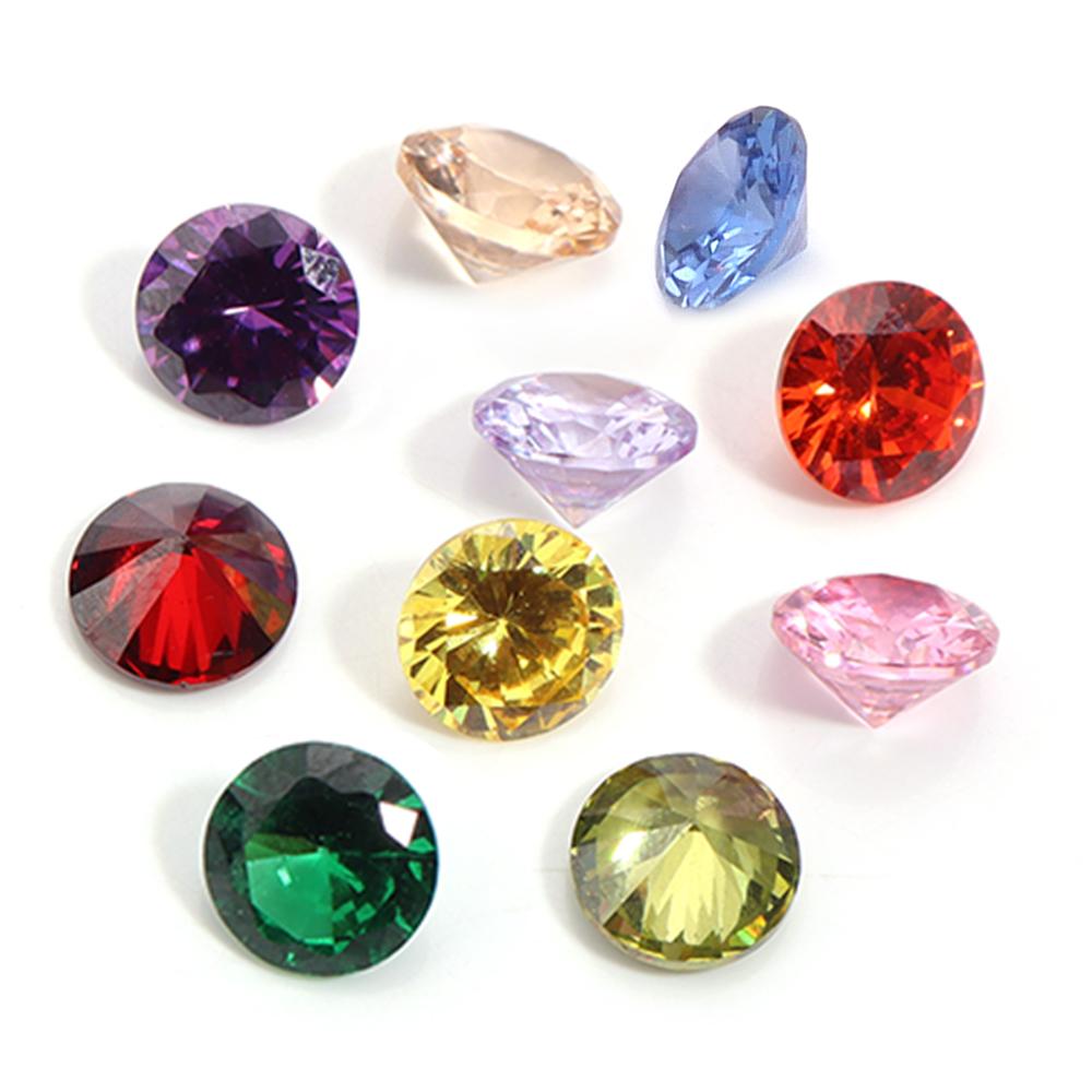 10-20pcs/lot 4-8mm Round Zirconia Beads Colorful Brilliant Cut Cubic Zirconia Stone Synthetic Gems Beads For Jewelry Making 4mm 20pcs