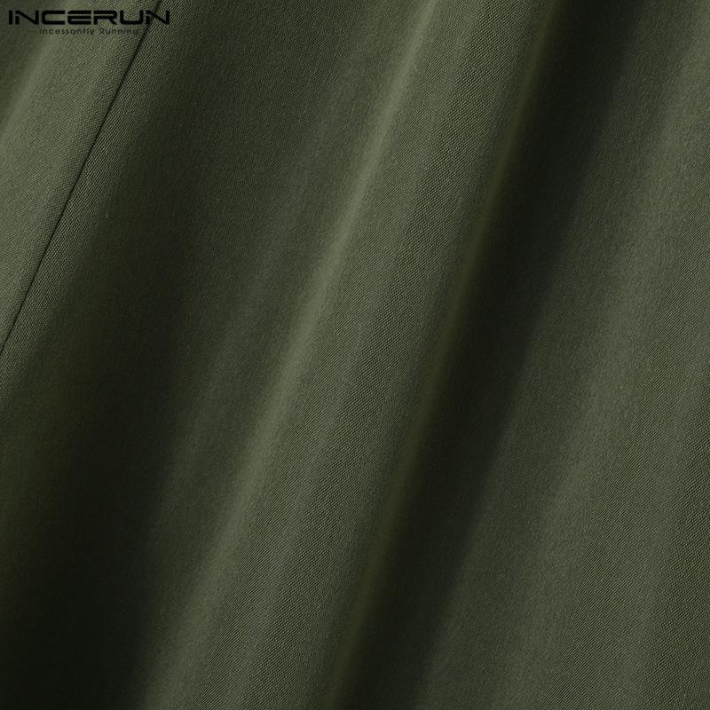 INCERUN Men Solid Zipper Up Long Trouser Work Wear Casual Pants