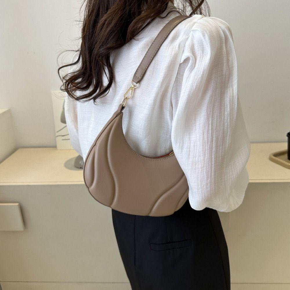 Casual Crescent Bag Tote Underarm Bag Fashionable Pu Leather Handbag  Travel