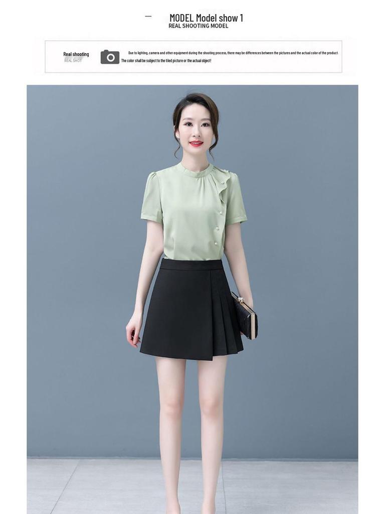 Women's High-Waisted A-Line Wide-Leg Suit Shorts - Summer Slimming Irregular Culottes