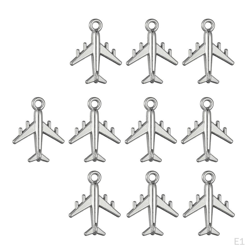 10 Pieces Plane Necklace Bracelets Pendant DIY Jewelry Making Charms Beads