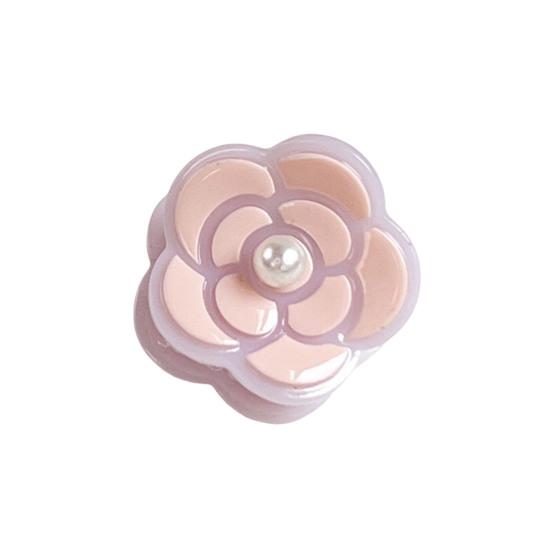 Hair Claw with High-Elastic Spring Camellia Design Hair Clip with Imitation Pearl Decor