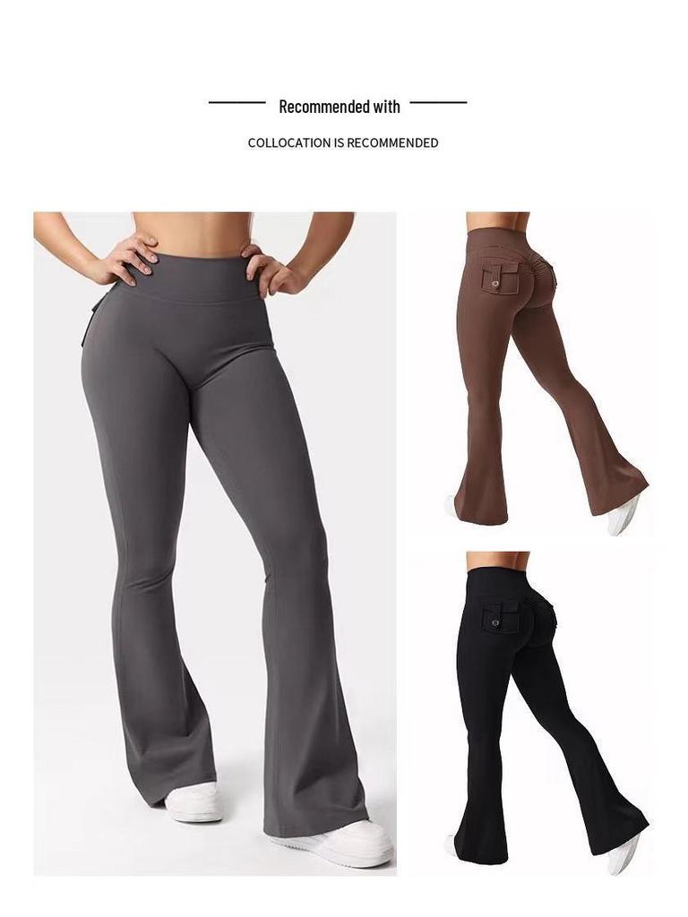 Leggings Femininos Super Elásticos com Estampa Imitação de Brocado, Flare e Slim