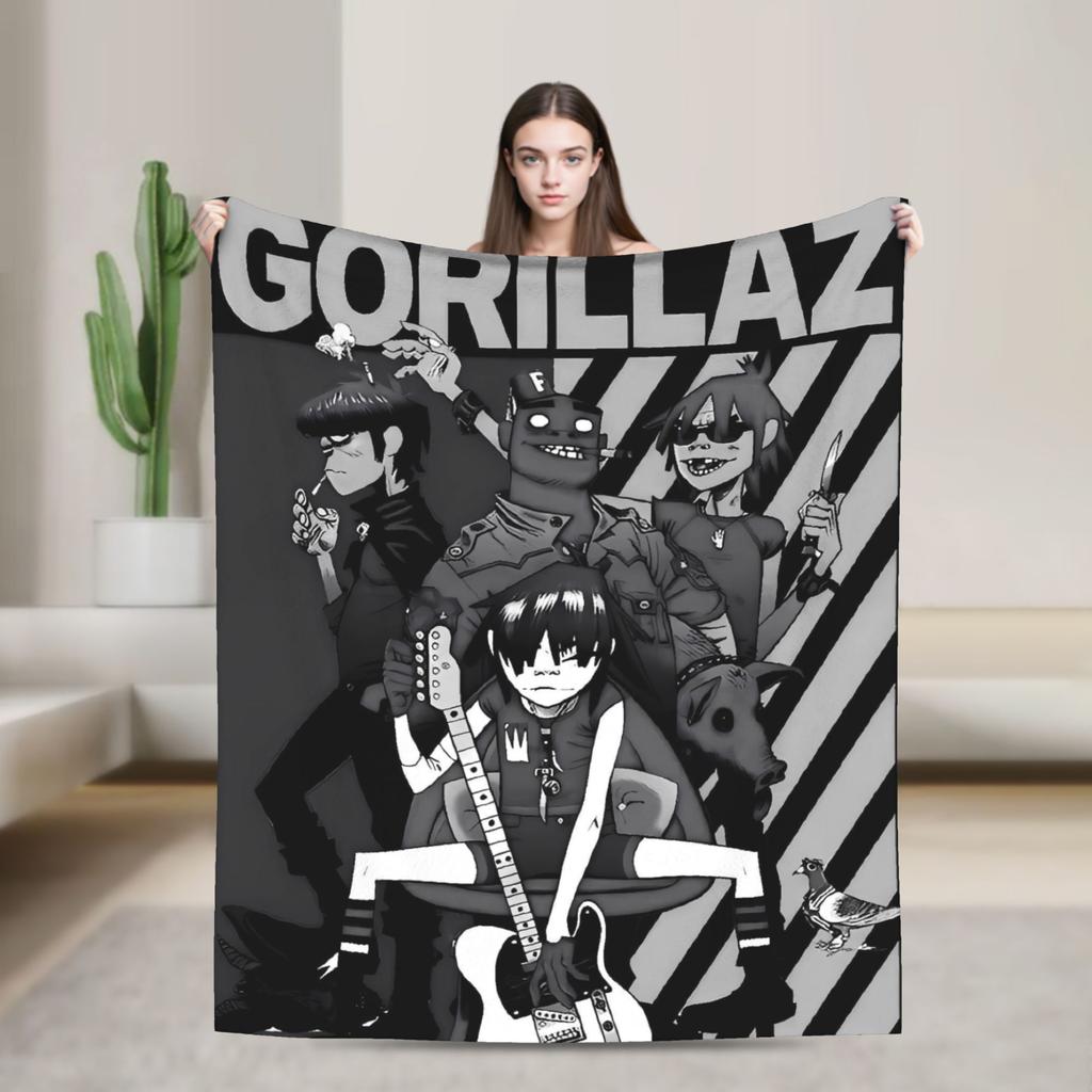 Music Band G-gorillazs Soft Blankets Picnic Plush Throw Blanket Aesthetic Home Decor Flannel Bedspread Sofa Bed Cover