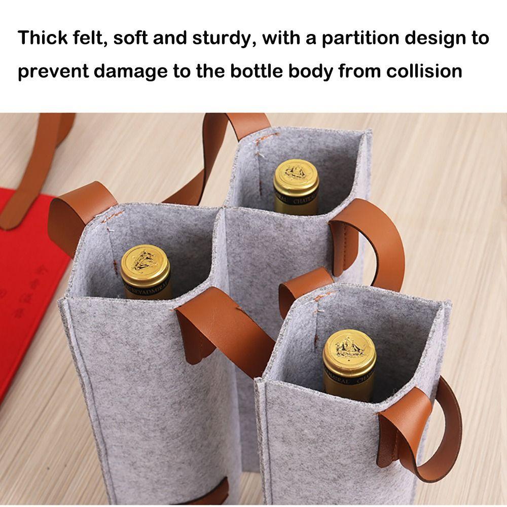 Solid Color Wine Bag Single Double Wine Carrier Bag Simple Felt Bag