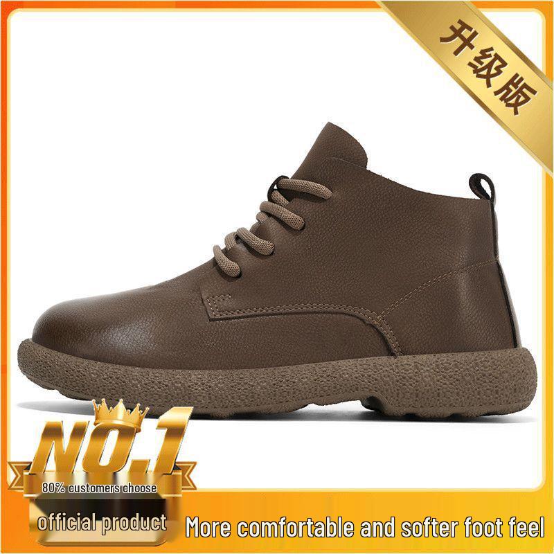 

Мужские ретро кожаные ботинки Мартин - Осень/Зима, Прочные полусапоги средней высоты, Рабочий стиль. 40