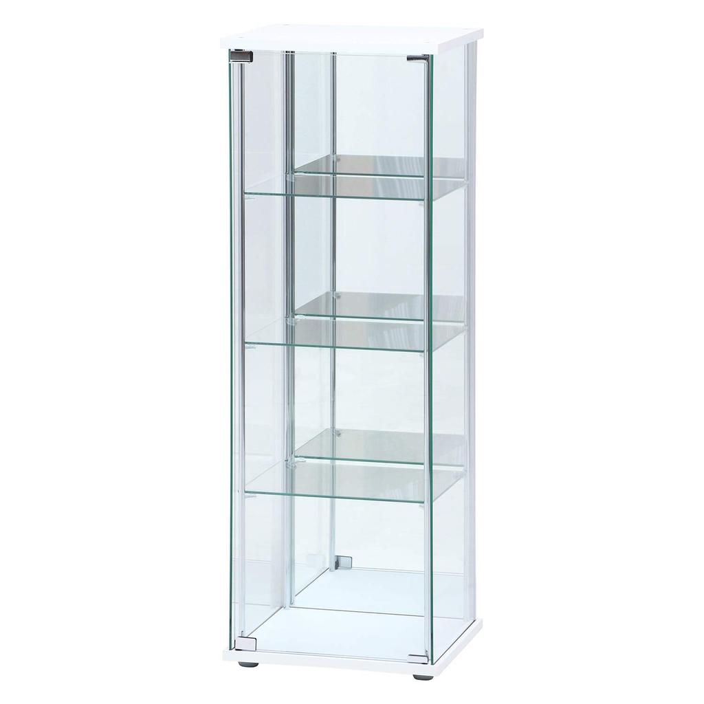 Carcasă pentru figurine Fuji Boeki Collection, cu 4 niveluri, lățime x adâncime x înălțime, 120 cm, ansamblu oglindă retrovizoare din sticlă securizată albă, produs 97338, 42,5 36,5