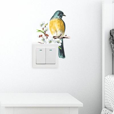 Bird Flower Branch Switch Sticker Removable Self-adhesive Waterproof PVC Living Room Bathroom Light Switch Wall Socket Outlet