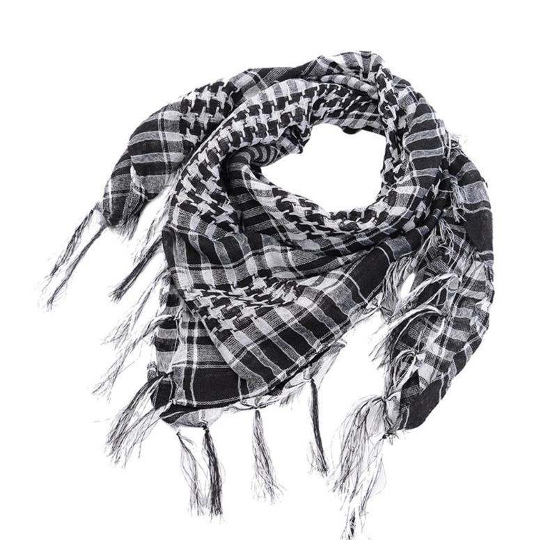 

Houndstooth Shemagh Scarf Keffiyeh Neckerchief Tassels Head Wrap Turban for Men чорний