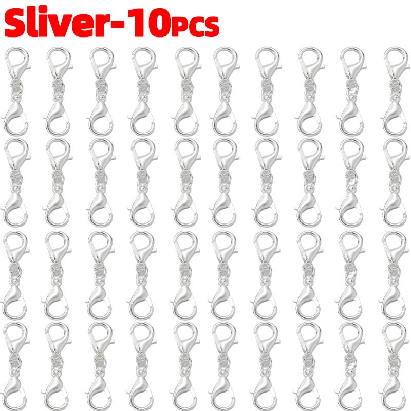 50pcs Metal Double Head Lobster Clasp Extension Claw Connector Suitable for Necklace Bracelets DIY Jewelry Making Accessories