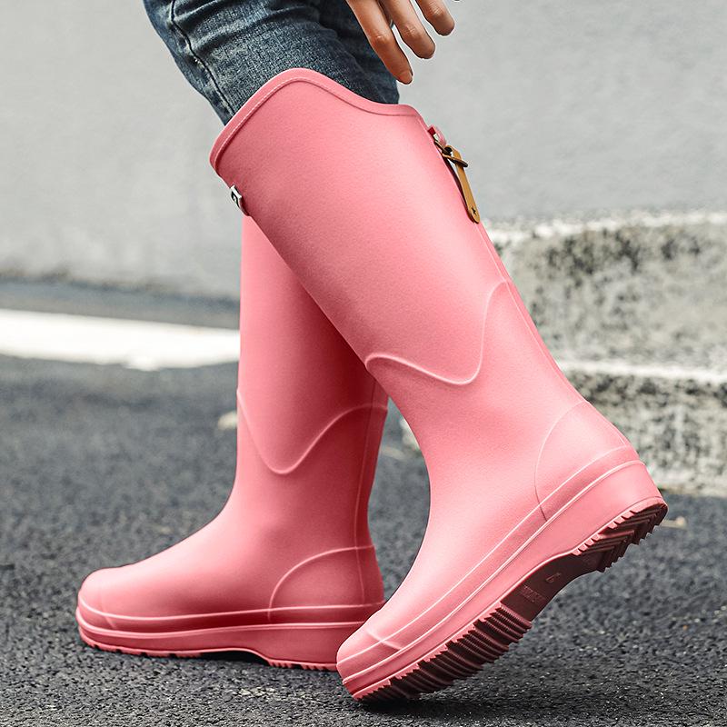 Unisex High-Top Waterproof Rain Boots - Lightweight, Non-Slip, Long Rubber Overshoes for Outdoors