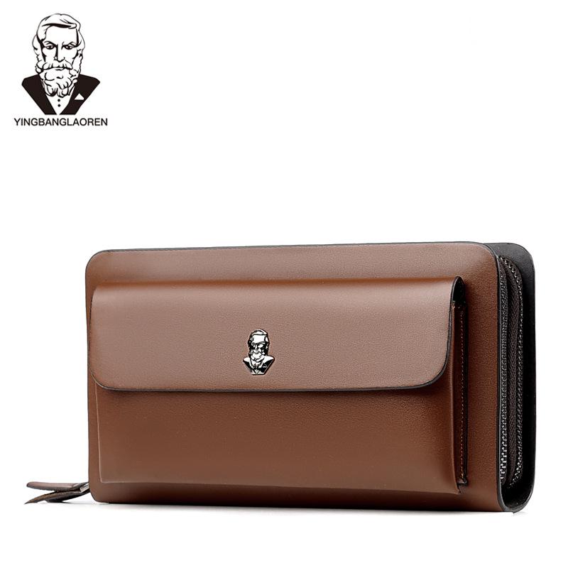 Herren Doppelreißverschluss Business Clutch: Handtasche mit großer Kapazität für Handy und mehreren Kartenfächern