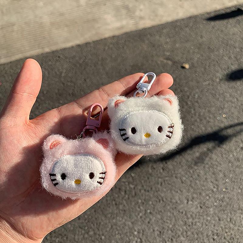 Cartoon Hello Kitty Plush Keychain Cute Cat Plush Doll Key Ring Child Stuffed Toy Couples Backpack Pendant Ornaments Gifts