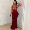 CY901191 European and American Velvet Sequined Party Dress Dress Hot Diamond Suspender Dress Hip-wrapped Long Dress Women