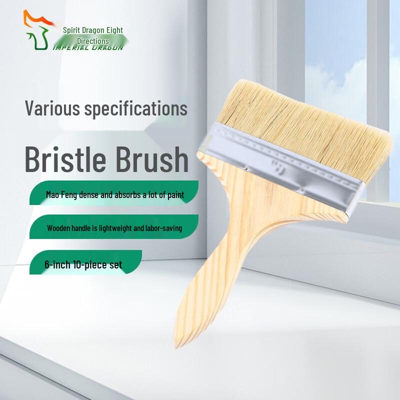 

6-inch Wooden Handle Hog Bristle Paint & BBQ Brushes (10-Pack)