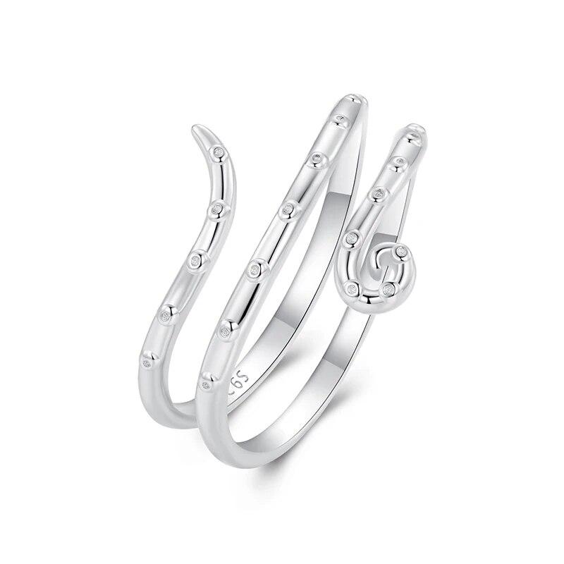 WOSTU 925 Sterling Silver Octopus Ring Plated White Gold Adjustable Ring For Women Ocean Dating Daily Parties Fine Jewelry Gifts