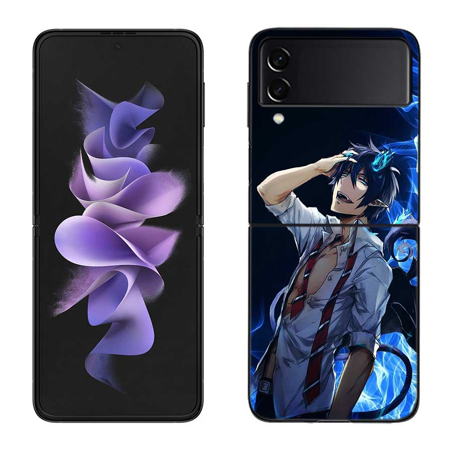 Anime Ao no Exorcist Okumura Rin Phone Case For Samsung Z Flip 7 6 5G Galaxy Z Flip 5 4 3 Black Hard Cell Cover Luxury PC Shell