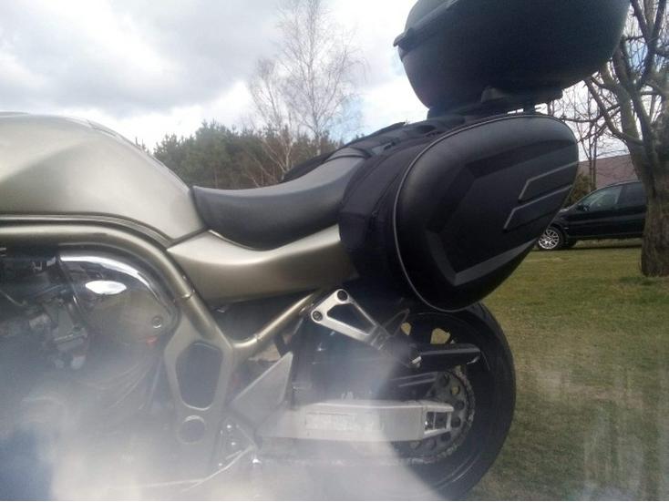 Dual-Sided Multi-Functional Motorcycle Saddle Bag and Helmet Carrier