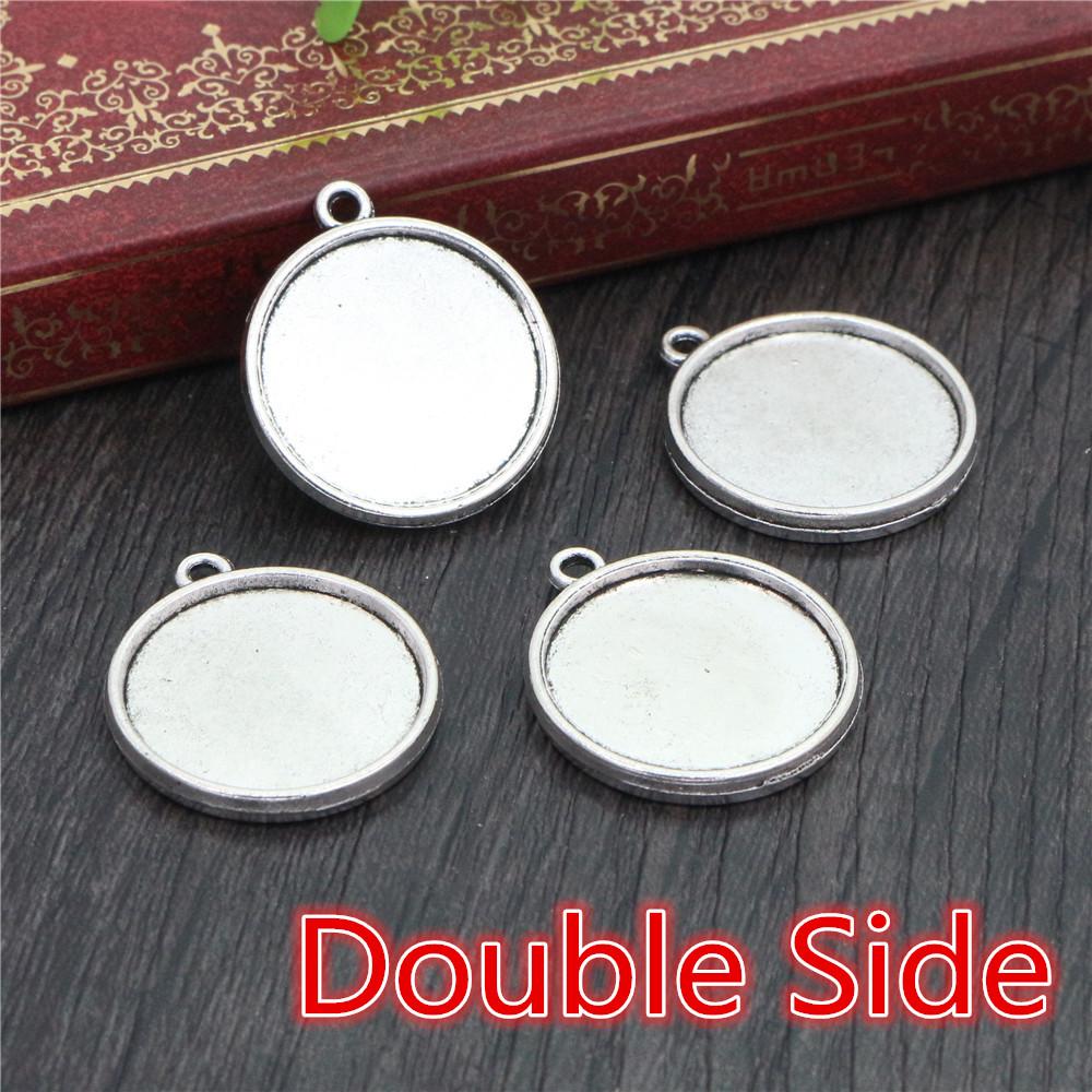 10pcs 20mm Inner Size Classic 5 Colors Plated One Sided Double Hanging Simple Style Cabochon Base Setting Charms Pendant