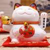 5" Ceramic Battery-Powered Maneki Neko with Waving Hand - Lucky Cat Home Decor & Perfect Gift (Fortune Symbol)