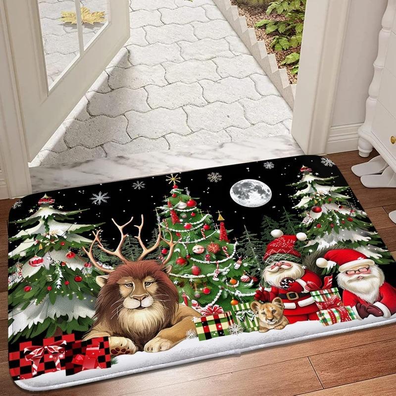 Cartoon Santa Claus Design Mat Bathroom Absorbent Bedroom Door Rug Kitchen Balcony Living Room Entrance Carpet Home Decoration