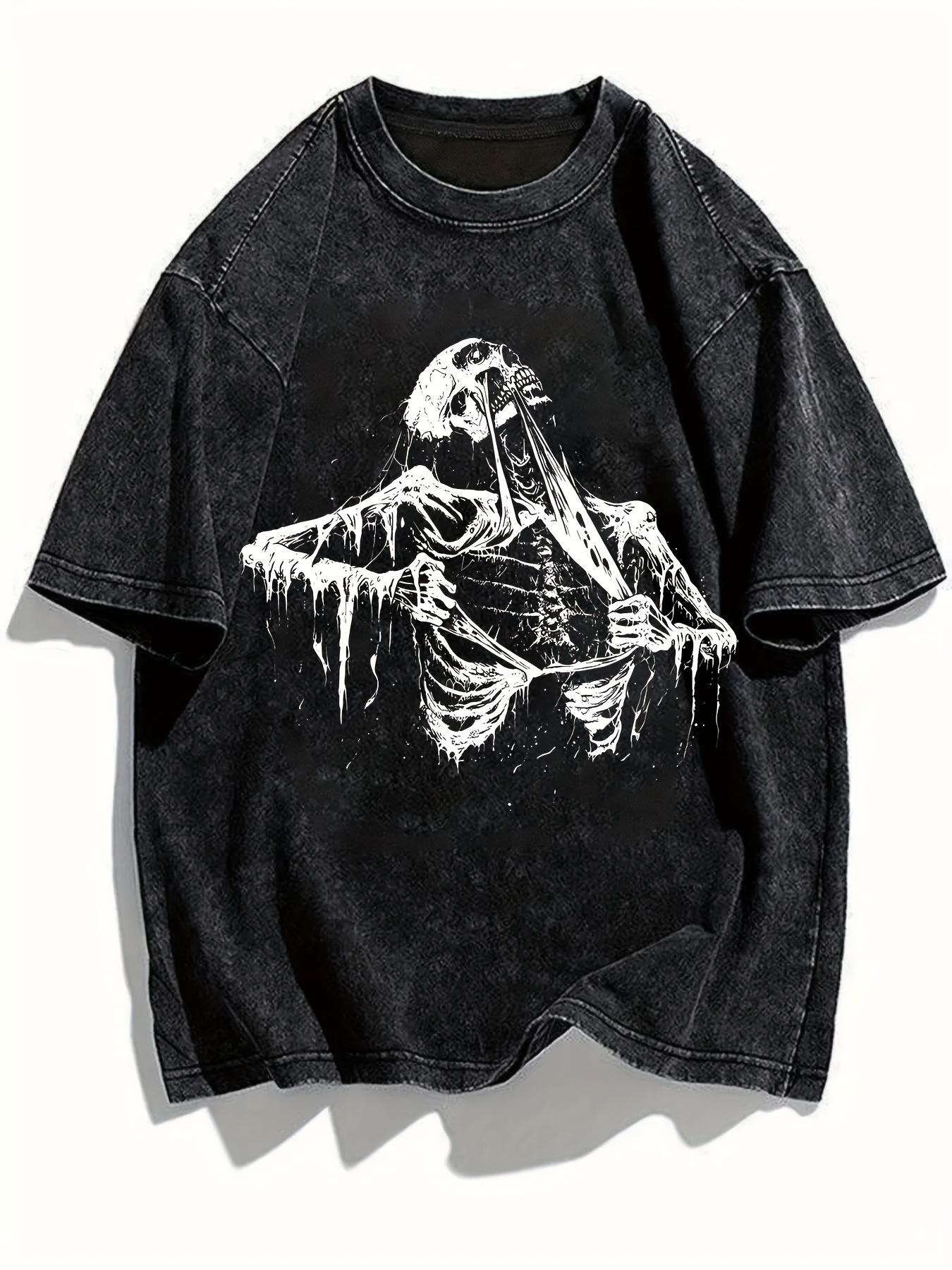 

European Size Men s T-Shirt Washed Pure Cotton, Local Warehouse Shipping, Summer, Fashion Print Pattern - Loose Fit,Fashionable, Letter,Versatile Top S чёрный