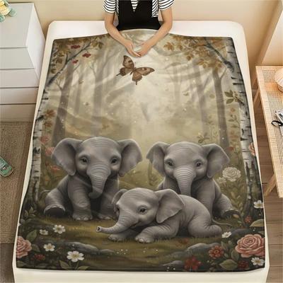 1PC Realistic Illustration Print FlAannel Blanket, High Quality Comfortable for All Seasons, Home Decor, Warmth and Comfort