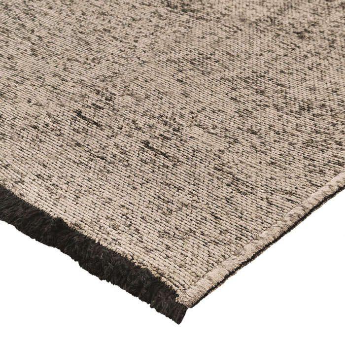 Tapis salon en coton polyester lavable tissé plat gris 80x150
