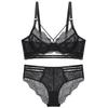 Sexy Ultra-thin Lace Push Up Bra Set Classic Hollow Bandage Women Underwear Transparent Intimates Plus Size Bra and Panties Set