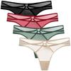 TUOTISI Satin with Back Sexy Lingerie Plus Size Set of 4 Women's T-Back Panties, Lace, Panties, See-Through, Underwear, (XL)