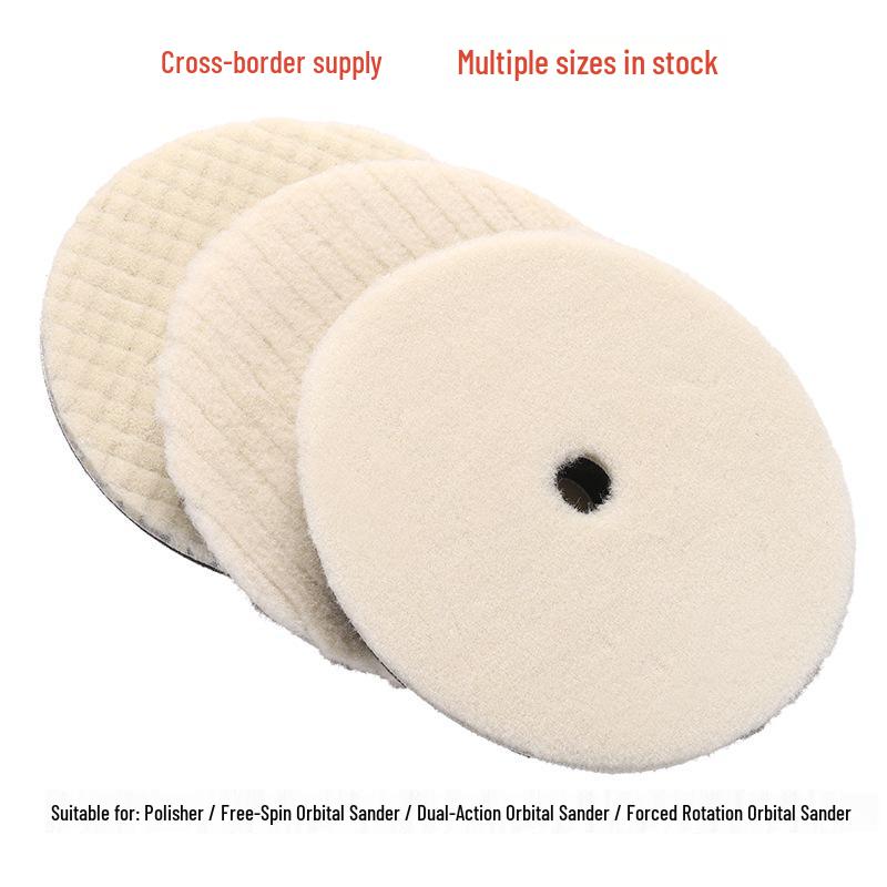 3-7" Self-Adhesive Beveled Japanese Wool Pad for Car Detailing & Polishing