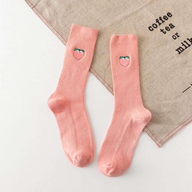 

Женские носки в корейском стиле, хлопковые носки с фруктами и едой, носки с вишней, персиком, бананом, яйцом, гамбургером, авокадо One size