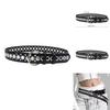 Retro Double Prong Metal Belt With Perforated Pattern For Street Style Look
