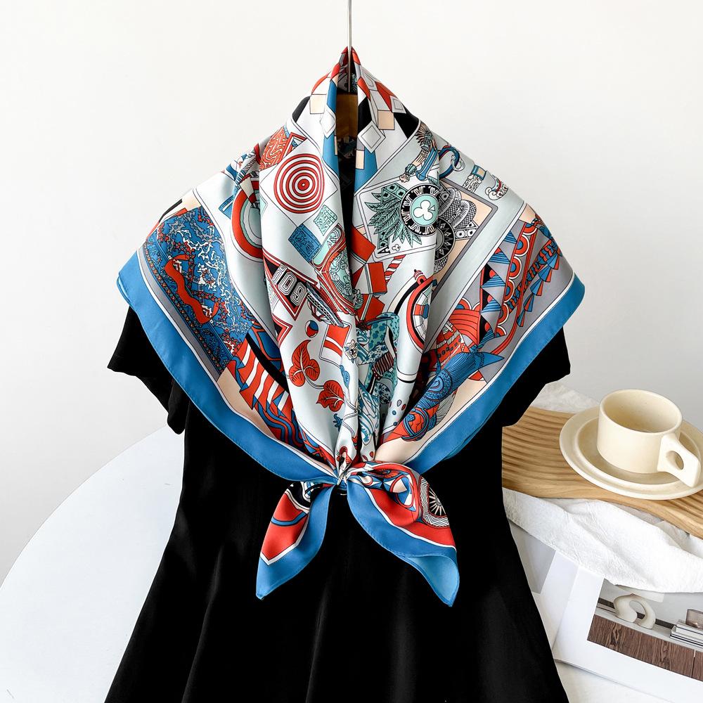 Silk Scarf  Imitation Silk Scarf  Retro High-end Scarf  Tied Hair  Light Breathable  Soft Shawl Scarf